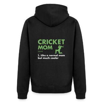 Sport Mom Definition Cricket - Unisex Premium Bio Zip Hoodie - Schwarz - Hinten - Nico (187cm)
