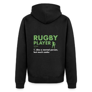 Sport Player Definition Rugby - Unisex Premium Bio Zip Hoodie - Schwarz - Hinten - Nico (187cm)