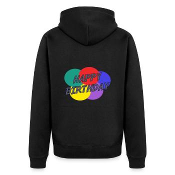 JOYEUX ANNIVERSAIRE. HAPPY BIRTHDAY. ANNIVERSAIRE. - Veste à capuche bio Premium Unisexe - noir - Dos - Nico (187cm)
