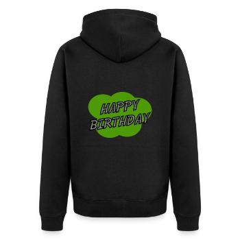 JOYEUX ANNIVERSAIRE. HAPPY BIRTHDAY. ANNIVERSAIRE. - Veste à capuche bio Premium Unisexe - noir - Dos - Nico (187cm)