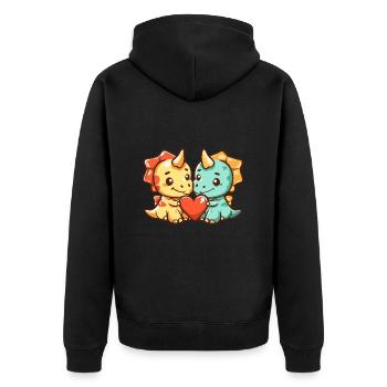 Dinosaurier triceratops Paar Liebe Valentinstag - Unisex Premium Bio Zip Hoodie - Schwarz - Hinten - Nico (187cm)