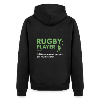 Sport Player Definition Rugby - Unisex Premium Bio Zip Hoodie - Schwarz - Hinten - Nico (187cm)