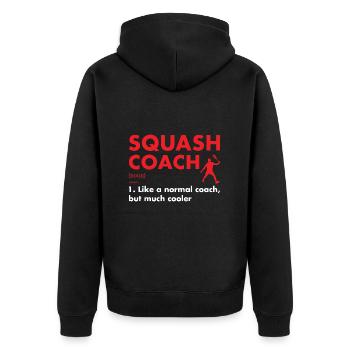 Sport Coach Definition Squash - Unisex Premium Organic Zip Hoodie - black - Back - Nico (187cm)