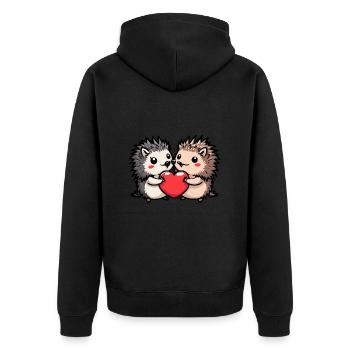Igel Paar Liebe Valentinstag - Unisex Premium Bio Zip Hoodie - Schwarz - Hinten - Nico (187cm)