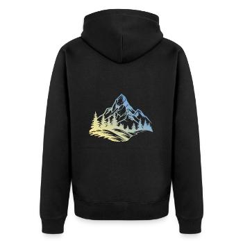 Berge Natur - Unisex Premium Bio Zip Hoodie - Schwarz - Hinten - Nico (187cm)