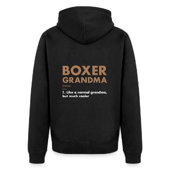 Boxer Grandma Definition - Unisex Premium Bio Zip Hoodie - Schwarz - Hinten - Nico (187cm)
