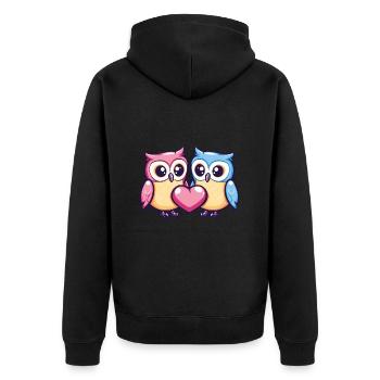 Couple de hiboux Amour La Saint-Valentin - Veste à capuche bio Premium Unisexe - noir - Dos - Nico (187cm)
