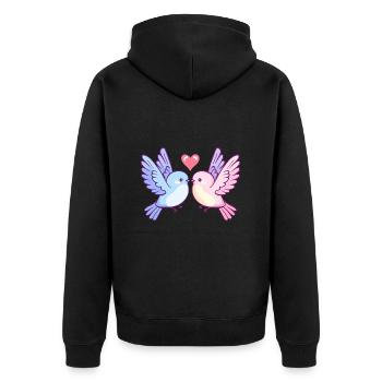 Taube Paar Liebe Vogel Peace Valentinstag - Unisex Premium Bio Zip Hoodie - Schwarz - Hinten - Nico (187cm)