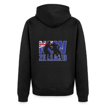 New Zealand Rugby - Unisex Premium Bio Zip Hoodie - Schwarz - Hinten - Nico (187cm)