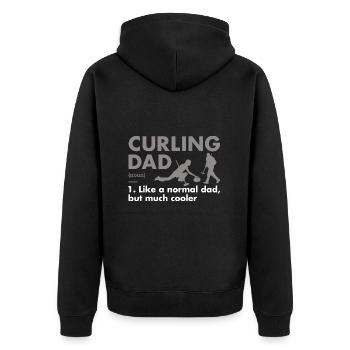 Définition de papa sportif Curling - Veste à capuche bio Premium Unisexe - noir - Dos - Nico (187cm)