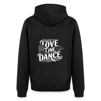Love Line Dance ich liebe Line Dancing - Unisex Premium Bio Zip Hoodie - Schwarz - Hinten - Nico (187cm)