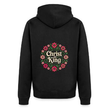 Jesus Ist König Christliche Glaubensfrau - Unisex Premium Bio Zip Hoodie - Schwarz - Hinten - Nico (187cm)