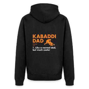 Sport Dad Definition Kabaddi - Unisex Premium Bio Zip Hoodie - Schwarz - Hinten - Nico (187cm)