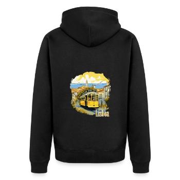 Lisbon - Lisboa - Unisex Premium Organic Zip Hoodie - black - Back - Nico (187cm)