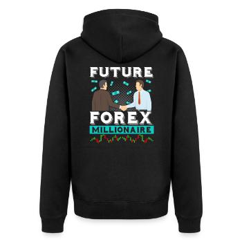 Future Forex Millionaire Forex Trader - Unisex Premium Organic Zip Hoodie - black - Back - Nico (187cm)