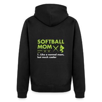 Sport Mom Definition Softball - Unisex Premium Bio Zip Hoodie - Schwarz - Hinten - Nico (187cm)