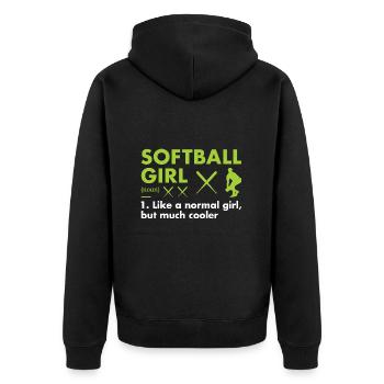 Sport Girl Definition Softball - Unisex Premium Bio Zip Hoodie - Schwarz - Hinten - Nico (187cm)