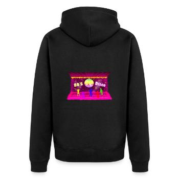 Disco, Pink, 80iger, Retro, Party, Old School - Unisex Premium Bio Zip Hoodie - Schwarz - Hinten - Nico (187cm)