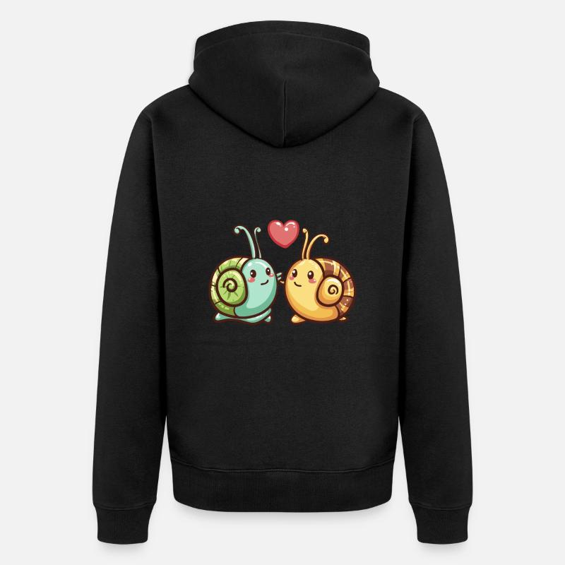 Escargot Couple Amour Saint-Valentin - Veste à capuche bio Premium Unisexe - noir