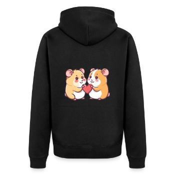 Couple de hamsters Amour Saint-Valentin - Veste à capuche bio Premium Unisexe - noir - Dos - Nico (187cm)
