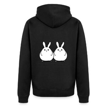 Hase Lustig Ostern Paar - Unisex Premium Bio Zip Hoodie - Schwarz - Hinten - Nico (187cm)