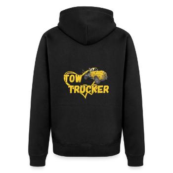 Tow Trucker Heart Tow Truck Operator - Unisex Premium Bio Zip Hoodie - Schwarz - Hinten - Nico (187cm)