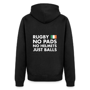 Rugby Pas de coussinets pas de casques juste des ballons Irlande Rugby - Veste à capuche bio Premium Unisexe - noir - Dos - Nico (187cm)