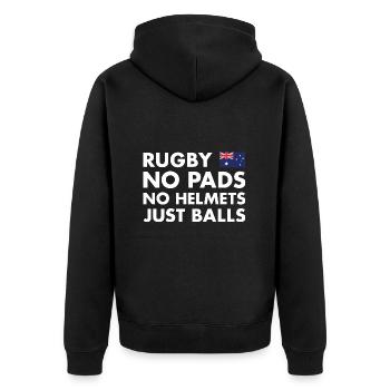 No Pads No Helmets Just Balls Australia Rugby - Unisex Premium Organic Zip Hoodie - black - Back - Nico (187cm)
