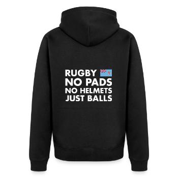 Rugby Pas de jambières Pas de casques Juste des ballons Fidji Rugby - Veste à capuche bio Premium Unisexe - noir - Dos - Nico (187cm)