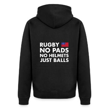 Rugby Pas de jambières Pas de casques Juste des ballons Samoa Rugby - Veste à capuche bio Premium Unisexe - noir - Dos - Nico (187cm)