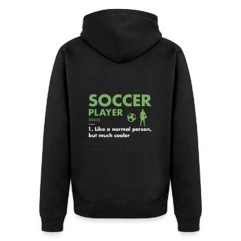 Sport Player Definition Soccer - Unisex Premium Bio Zip Hoodie - Schwarz - Hinten - Nico (187cm)