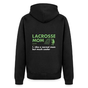 Sport Mom Definition Lacrosse - Unisex Premium Bio Zip Hoodie - Schwarz - Hinten - Nico (187cm)