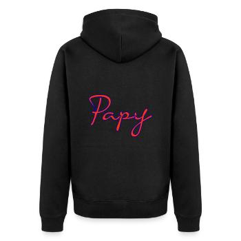 GRANDPA. FATHER's DAY. HAPPY BIRTHDAY DAD. DAD. FEAST - Unisex Premium Organic Zip Hoodie - black - Back - Nico (187cm)