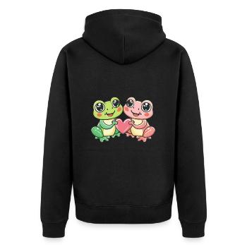Frosch Paar Liebe Valentinstag - Unisex Premium Bio Zip Hoodie - Schwarz - Hinten - Nico (187cm)