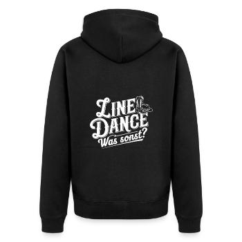 Line Dance was sonst? Line Dancing Training - Unisex Premium Bio Zip Hoodie - Schwarz - Hinten - Nico (187cm)