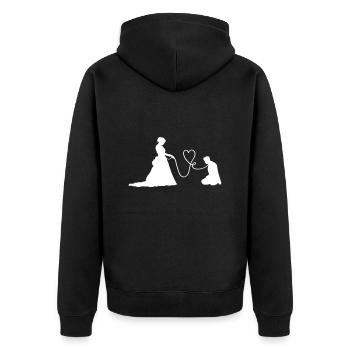 Couple de mariage Jeunes mariés Drôle - Veste à capuche bio Premium Unisexe - noir - Dos - Nico (187cm)