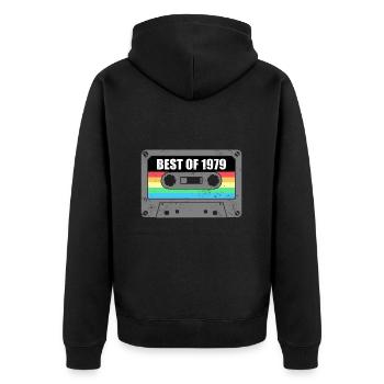 Geburtstag Best Of 1979 Jahrgang Vintage 1979 - Unisex Premium Bio Zip Hoodie - Schwarz - Hinten - Nico (187cm)