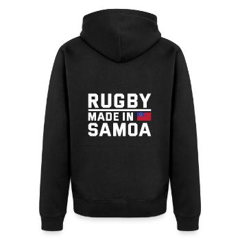 Rugby fabriqué à partir de Samoa Rugby - Veste à capuche bio Premium Unisexe - noir - Dos - Nico (187cm)