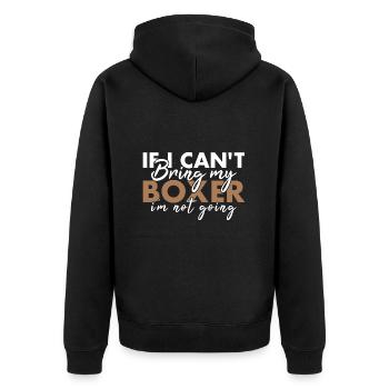 If Can't Bring My Boxer I'm Not Going - Unisex Premium Bio Zip Hoodie - Schwarz - Hinten - Nico (187cm)