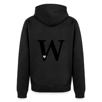 Buchstabe W Anfangsbuchstabe - Unisex Premium Bio Zip Hoodie - Schwarz - Hinten - Nico (187cm)