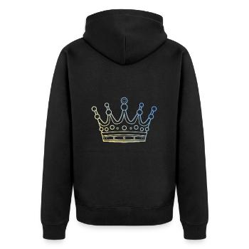 Krone Symbol - Unisex Premium Bio Zip Hoodie - Schwarz - Hinten - Nico (187cm)