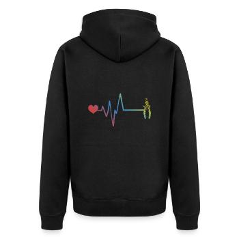 Zange Puls Herzschlag Werkzeug - Unisex Premium Bio Zip Hoodie - Schwarz - Hinten - Nico (187cm)