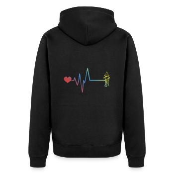 Fire Hydrant Pulse Heartbeat Fire Brigade - Unisex Premium Organic Zip Hoodie - black - Back - Nico (187cm)