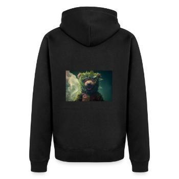 Bear Cannabis Smoke Weed - Unisex Premium Organic Zip Hoodie - black - Back - Nico (187cm)