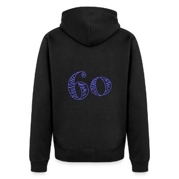 60 JAHRE. 60-JÄHRIGES JUBILÄUM. GEBURTSTAG 60 JAHRE. 60 - Unisex Premium Bio Zip Hoodie - Schwarz - Hinten - Nico (187cm)
