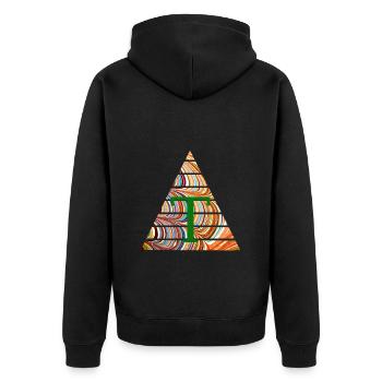 dreieck e 56 t - Unisex Premium Bio Zip Hoodie - Schwarz - Hinten - Nico (187cm)