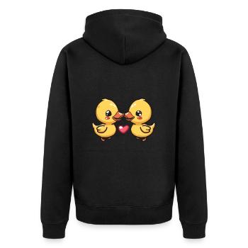Duck Couple Love Valentine's Day - Unisex Premium Organic Zip Hoodie - black - Back - Nico (187cm)