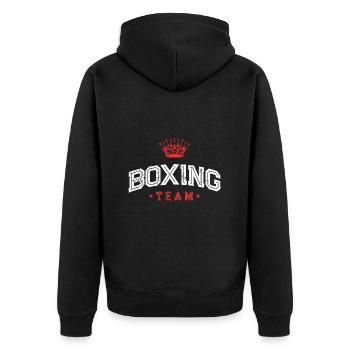 Boxing Team - Unisex Premium Organic Zip Hoodie - black - Back - Nico (187cm)