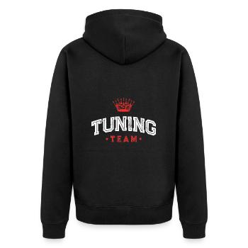 Tuning Team - Unisex Premium Bio Zip Hoodie - Schwarz - Hinten - Nico (187cm)