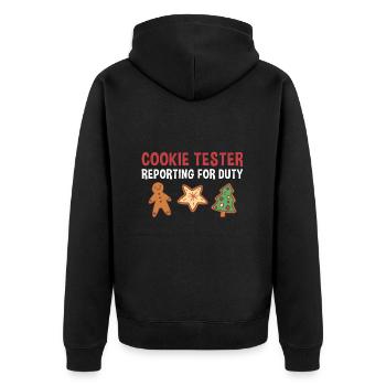Baking Cookie Tester Reporting For Duty Cookie - Unisex Premium Bio Zip Hoodie - Schwarz - Hinten - Nico (187cm)